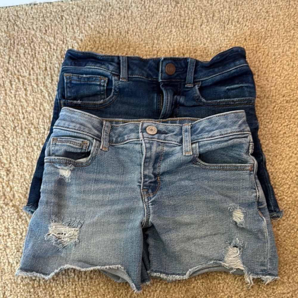 Blue and Light Blue Denim Shorts Set Size 8